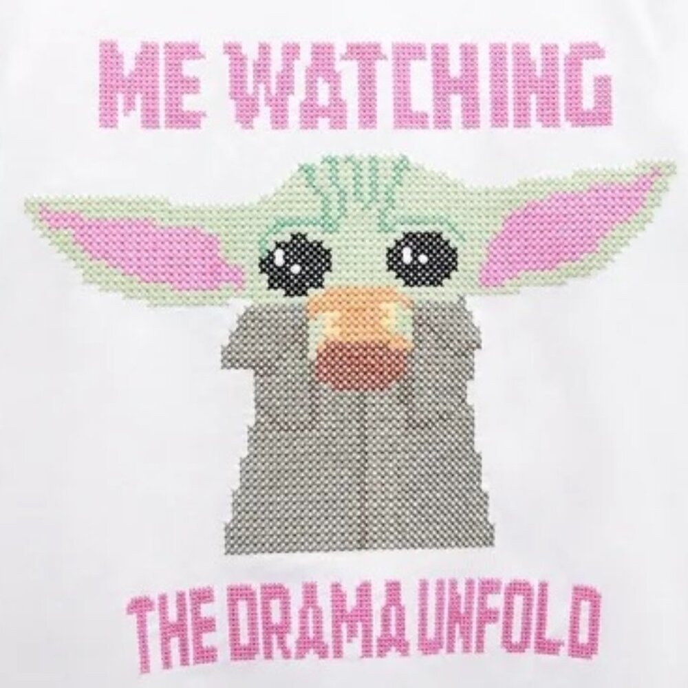 ZARA x Star Wars “Me Watching the Drama Unfold” Baby Yoda Tee – White, Size M